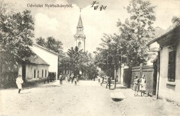 * T2 1911 Balkány, Nyírbalkány; Utcakép, Református Templom, Auspitz Dávid üzlete. Kiadja Vámoser Ödön Fényképész - Non Classés