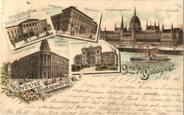 T4 1896 (Vorläufer!!!) Budapest, Nemzeti Múzeum, Műegyetem, Parlament, Országház, Nemzeti Színház, Központi (Keleti) Pál - Unclassified
