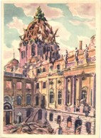 ** T2/T3 Budapest I. Budai Vár, Királyi Palota, Belső Udvar 1945 Tavaszán, Romok; Második Világháború. Kiadja Piatnik Ná - Unclassified