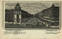 T2/T3 1899 Budapest VI. Andrássy út, Villamos. Art Nouveau, Litho (EK) - Ohne Zuordnung