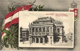 ** T2 Budapest VI. M. Kir. Opera. Magyar Zászlós és Címeres Keret / Hungarian Flag And Coat Of Arms Frame - Non Classés