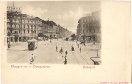 ** T1/T2 Budapest VI. Octogon Tér, Villamos, Budapest Képes Politikai Napilap, Prindl Nándor üzlete, Abbazia Kávéház. Ka - Unclassified