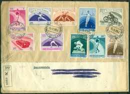 V6727 SAN MARINO 1954 Propaganda Sportiva Serie Completa Su Raccomandata 15.9.564 Per Prato, Annullo Di Arrivo, - Storia Postale