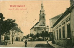 T2/T3 1910 Szigetvár, Zrínyi Tér, Római Katolikus Templom, üzletek, Piaci árusok. W. L. (?) 2631. Kiadja A Corvina (EK) - Non Classés