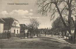 T2 Vasszentmihály, Utcakép Kerékpárosokkal + 'Szentgotthárd-Budapest 53.' Mozgóposta - Unclassified