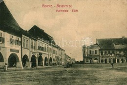 * T2/T3 1908 Beszterce, Bistritz, Bistrita; Fő Tér, Zemansky Sörcsarnok, Friedmann, Carl Lebkuchner és Nyitray József üz - Zonder Classificatie