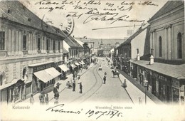 T3 1907 Kolozsvár, Cluj; Wesselényi Miklós Utca, Kovács József és Pál Ernő üzlete / Street View With Shops (lyuk / Hole) - Ohne Zuordnung