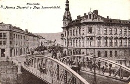T2/T3 Kolozsvár, Cluj; Ferenc József út, Nagy Szamos Híd, Lisztraktár / Street, Somes Bridge, Flour Store  (EK) - Unclassified