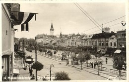 ** T2 Marosvásárhely, Targu Mures; Széchenyi Tér, Josefina Demetter üzlete, Magyar Zászlók / Square, Shops, Hungarian Fl - Zonder Classificatie