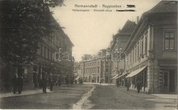 T2/T3 1911 Nagyszeben, Hermannstadt, Sibiu; Heltauergasse / Disznódi Utca, üzletek / Strada Cisnadiei / Street View, Sho - Ohne Zuordnung