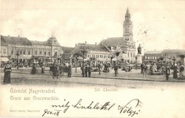 T2 1900 Nagyvárad, Oradea; Szent László Tér, Piac, Deutsch és Weinberger Jakab üzlete / Market Square With Vendors, Shop - Unclassified