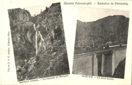 ** T2/T3 Petrozsény, Petrosani; Merisori Vízesés, Gritti Híd. 5% Az EKE Javára / Waterfall, Railway Bridge - Zonder Classificatie