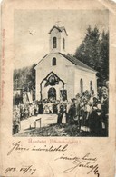 T3/T4 1902 Feketehegy, Merény, Nálepkovo; Kápolna, Tömeg. Kiadja Matz Gusztáv / Chapel, Crowd (szakadások / Tears) - Unclassified