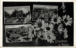 T2/T3 Kassa, Nemzeti Színház, Szent Erzsébet Székesegyház, Villamos / Theatre, Cathedral, Tram, Flower 'vissza' So. Stpl - Non Classés