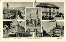 T2/T3 Losonc, Lucenec; IMCA, Corso Kávéház, Kubinyi Tér, Rákóczi út, Országzászló / YMCA, Cafe, Square, Street, Hungaria - Non Classés