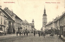 T4 1910 Nagyszombat, Tyrnau, Trnava; Rákóczy Ferenc Utca, Templom, Dreher Antal Dalárda és Sörcsarnok, Kávéház, üzletek  - Unclassified