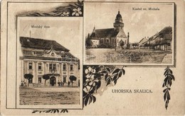 T2/T3 1919 Szakolca, Skalica, Uhorske Skalica; Városháza, Szent Mihály Templom / Mestsky Dom, Kostol Sv. Michala / Town  - Zonder Classificatie