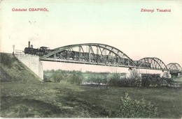 T2/T3 1912 Csap, Chop; Tisza Híd Záhonynál, Gőzmozdony. Kiadja Glück Imre / Railway Bridge By Záhony (Hungarian-Ukrainia - Unclassified