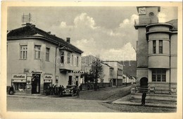 T2 Szolyva, Svalava, Svaliava; Utcakép A Bata üzlettel, Autó + Kétnyelvű Bélyegző / Street View With Shop, Automobile +  - Unclassified