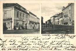 T2 1902 Ungvár, Uzshorod, Uzhorod; Kazinczy Utca, Új Tér, Biztosítóbank Főügynöksége, Révész Árpád üzlete, Sör és Borcsa - Sin Clasificación