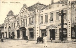 T2 Ungvár, Uzshorod, Uzhorod; Korona Szálló, Singer Varrógép, Rubin Májer és Horvát Mór üzlet / Hotel, Shops + K.u.K. Mi - Non Classés