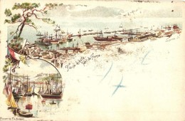 T2/T3 1898 Fiume, Rijeka; Port De Fiume / Fiume Kikötője. Országos Ezredéves Kiállítás / Ship Station, Port, Harbor. Art - Zonder Classificatie