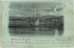 T3 1899 Fiume, Rijeka; Hafen / Porto / Kikötő, Gőzhajó, Rakpart, Vitorlás. Kiadja Edoardo Schambik / Port, Harbor, Steam - Non Classés