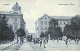 T2/T3 1910 Zagreb, Agram, Zágráb; Frankopanska Ulica / Utcakép, Lóvasút / Street View, Horse-drawn Tram (EK) - Non Classés