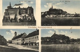 * T2 1914 Németújvár, Güssing; A Vár 1457-ben, A Vár Jelenleg, Fő Tér, üzletek, Templom, Látkép / The Castle In 1457 And - Ohne Zuordnung