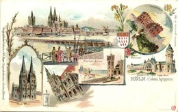 ** T2/T3 Köln, Cologne. Geographische Postkarte V. Wilhelm Knorr No. 33. Art Nouveau Litho (small Tear) - Non Classés