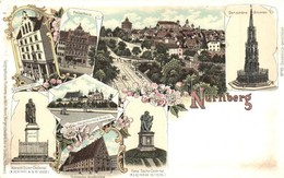 ** T1/T2 Nürnberg, Spielwaren-Läger, Pellerhaus. Geographische Postkarte V. Wilhelm Knorr No. 49. Art Nouveau Floral Lit - Non Classificati