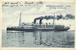 T2/T3 Austrian Lloyd SS Prinz Hohenlohe Passenger Steamship. Litho Flags On The Backside + Trieste-Cattaro (EK) - Unclassified