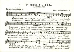 * T2 Mindent Vissza! Magyar Palotás. Irredenta Kottás Lap / Hungarian Irredenta Music Sheet, '1938 Komárom Visszatért' S - Ohne Zuordnung