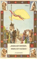 ** T2/T3 Hiszekegy. Kiadja Az Ereklyés Országzászló Nagybizottsága / Hungarian Irredenta Propaganda Art Postcard S: Lamo - Unclassified