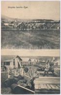 T2 1915 Cheb, Eger; Baraktábor építése A Város Szélén / Skupina Baráku / K.u.K. Military Barracks Construction, Soldiers - Ohne Zuordnung