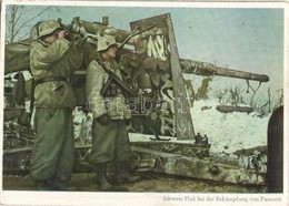 ** T2/T3 Schwere Flak Bei Der Bekämpfung Von Panzern. PK-Aufn. Kriegsber. Kilian, Carl Werner / WWII German Military, Ma - Unclassified