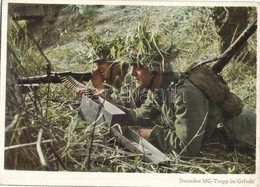 ** T2/T3 Deutscher MG-Trupp Im Gefecht. PK-Aufn. Kriegsber. Weber, Carl Werner / WWII German Military, Camouflage Soldie - Ohne Zuordnung