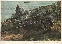 ** T2/T3 Deutscher Panzer Beim Überschreiten Eines Flusses . PK-Aufn. Kriegsber. Huschke, Carl Werner / WWII German Mili - Zonder Classificatie