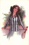 ** T2/T3 Lady With Tennis Racket. Italian Art Postcard, Erkal No. 336/3. S: Usabal (EK) - Non Classificati