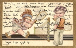 T2/T3 Italian Art Postcard, Children Playing Tennis. Degami 2205. (EK) - Unclassified