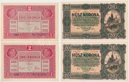 1917. 2K (2x) Sorszámkövetők + 1920. 20K (2x) Sorszámkövetők T:II,I- - Ohne Zuordnung