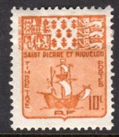 ST PIERRE & MIQUELON - 1947 POSTAGE DUE SHIP 10c STAMP FINE MOUNTED MINT MM * SG D385 - Portomarken