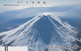 TC Ancienne JAPON / NTT 250-057 - Volcan MONT FUJI / TBE - Mountain JAPAN Front Bar Phonecard - Balken TK - Mountains