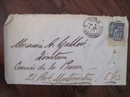 France 1900 Lettre Enveloppe Cover Paix Et Commerce 15 C Paris Courrier De La Presse - 1877-1920: Periodo Semi Moderno