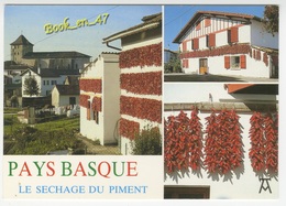 {80553} 64 Pyrénées Atlantiques Pays Basque , Le Séchage Du Piment D' Espelette , Multivues - Espelette