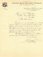 BELGIQUE BRUXELLES SOCIETE DES ANCIENS SOUS OFFICIERS FRANCAIS  MILITARIA ASOF FACTURE COURRIER COMMERCIAL - 1900 – 1949