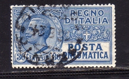 ITALY KINGDOM ITALIA REGNO 1913 1923 PNEUMATICA VITTORIO EMANUELE III CENT. 30 USATO USED OBLITERE' - Rohrpost