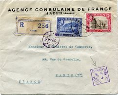 ADEN LETTRE RECOMMANDEE CENSUREE DEPART ADEN 5 JAN 40 POUR LA FRANCE - Aden (1854-1963)