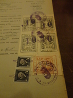 QUARTINA MARCHE DA BOLLO COMUNE LENTINI DA 0,10 CENTESIMI SOPRASTAMPATI 10 CENTESIMI + LIRE 0,60 DIRITTI SEGR.+2 - 1946 - Revenue Stamps