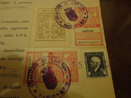 MARCHE DA BOLLO COMUNE LENTINI LIRE 10 + COPPIA LIRE 0,40 + 2 LIRE IMPOSTA SULL'ENTRATA + 1 - 1945 - Revenue Stamps